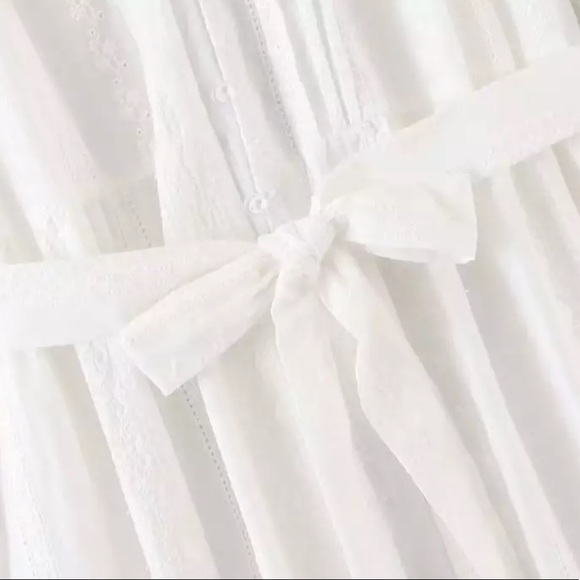 Boho Crochet Eyelet Button Up Gypsy Dress white - Picture 9 of 15